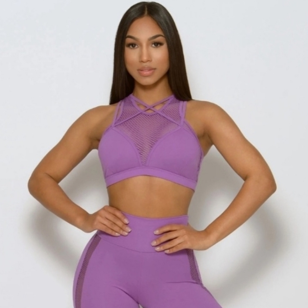 Bombshell Sportswear Lavender Mesh Sports Bra